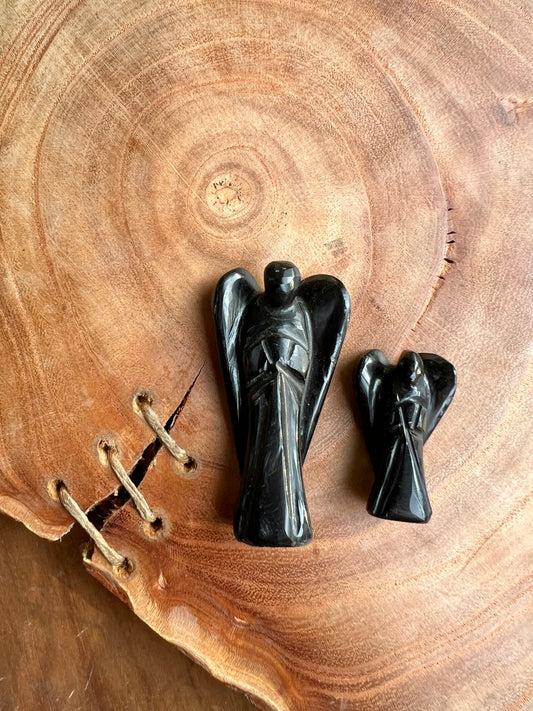 Black Obsidian Pocket Angel (1 inch)