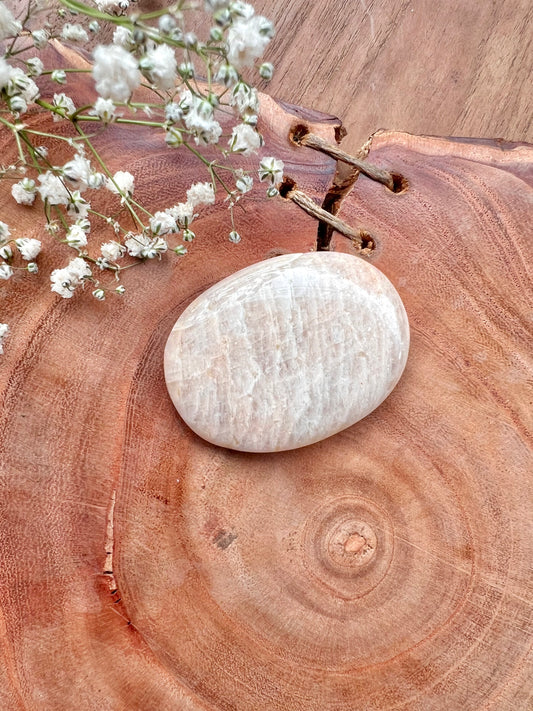 Peach Moonstone Thumb Stone