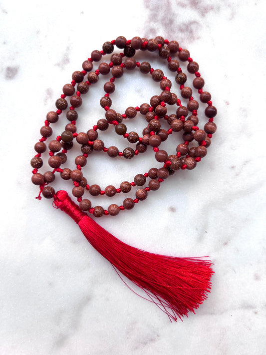 Brown Goldstone Mala