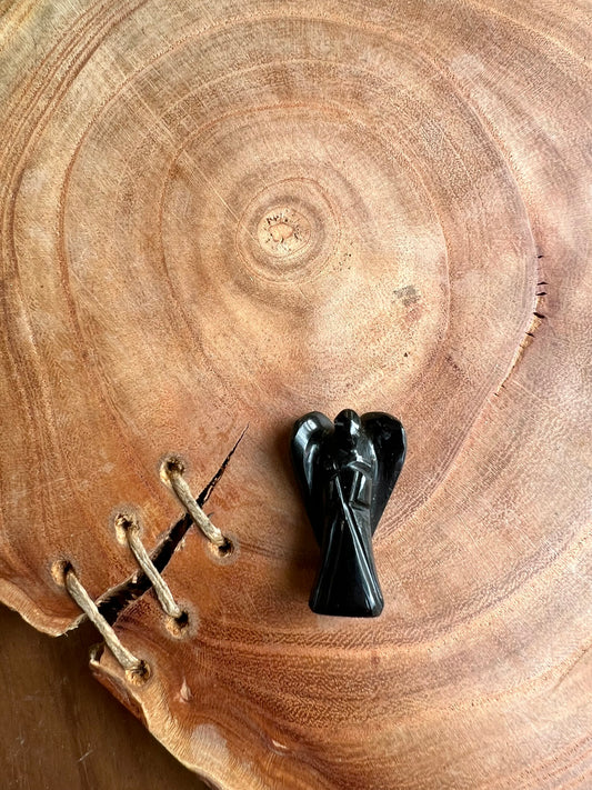 Black Obsidian Pocket Angel (1 inch)